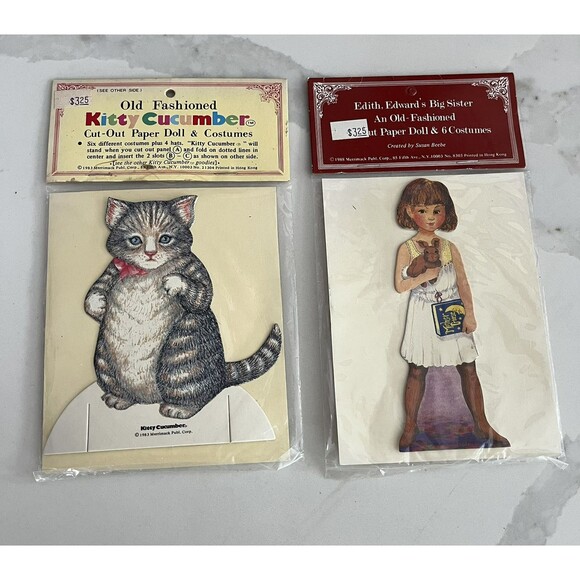 Vintage 1983 Kitty Cucumber Paper Doll Set 4.5” Six Costumes + Four Hats NOS - Picture 1 of 2